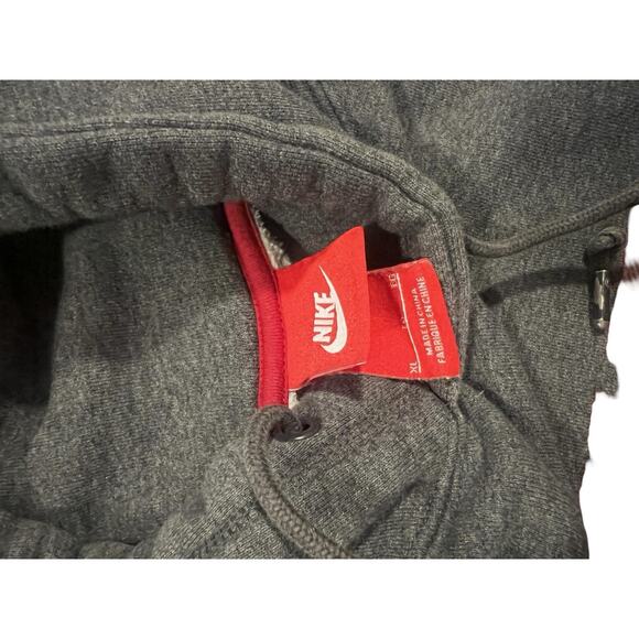 NIKE Logo Hoodie Sweatshirt, Red Swoosh, Kangaroo Pocket, Gray| Men’s: XL - Picture 7 of 11